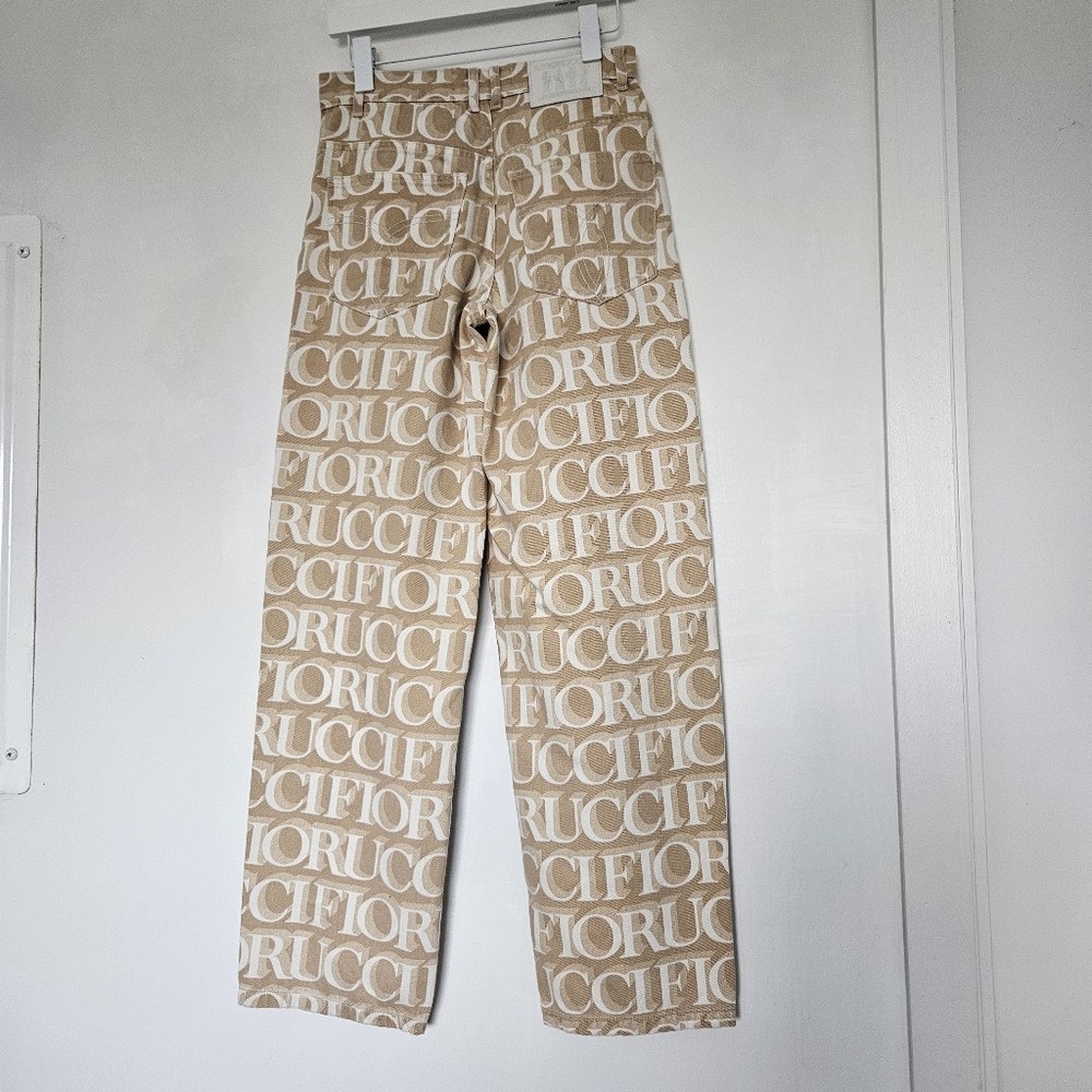 Nwt Fiorucci Italy Patti Ecru With White Lazer Monogram Jeans - Picture 6 of 16
